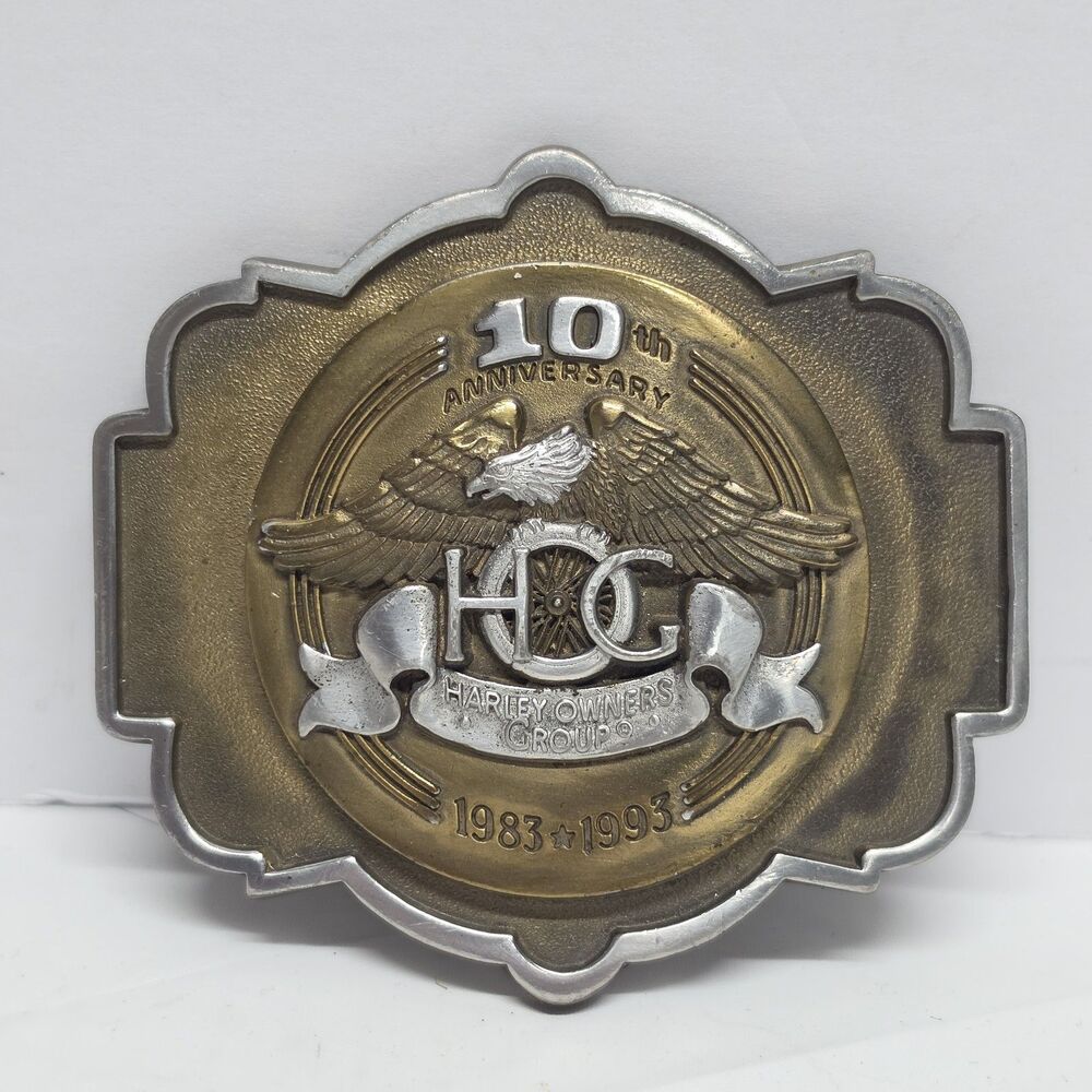 Harley-Davidson HOG 10th Anniversary (1983-1993) Brass Belt Buckle Serial #0343